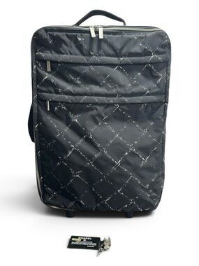Chanel Black Travel Line Rolling Suitcase Trolley Weekend Vacation Bag